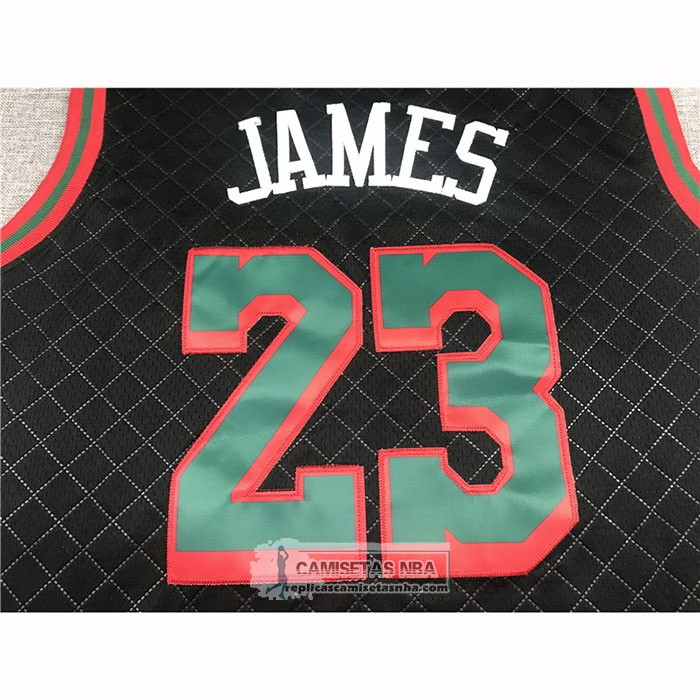 Camiseta Los Angeles Lakers Lebron James NO 23 Mitchell & Ness 2018-19 Negro